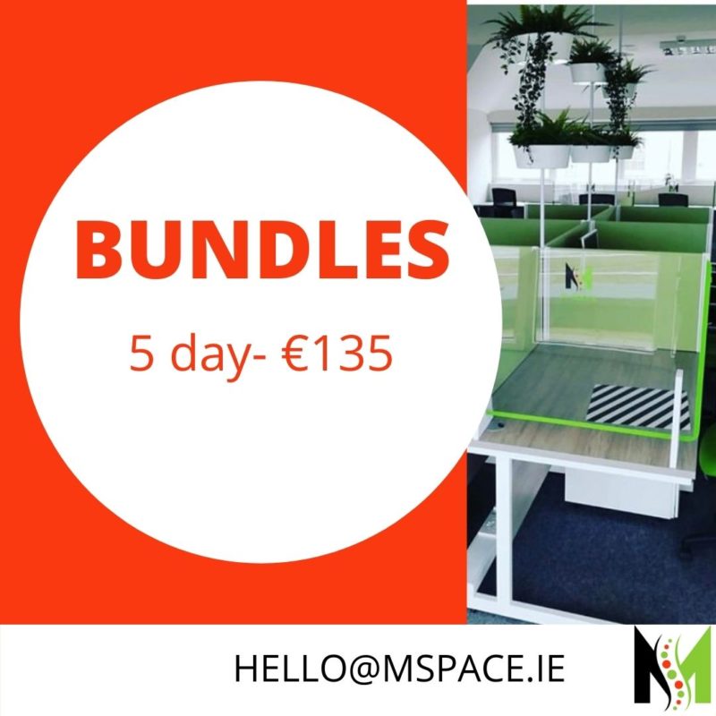 5 day bundle of daily desk offer. Book in when it suits you.